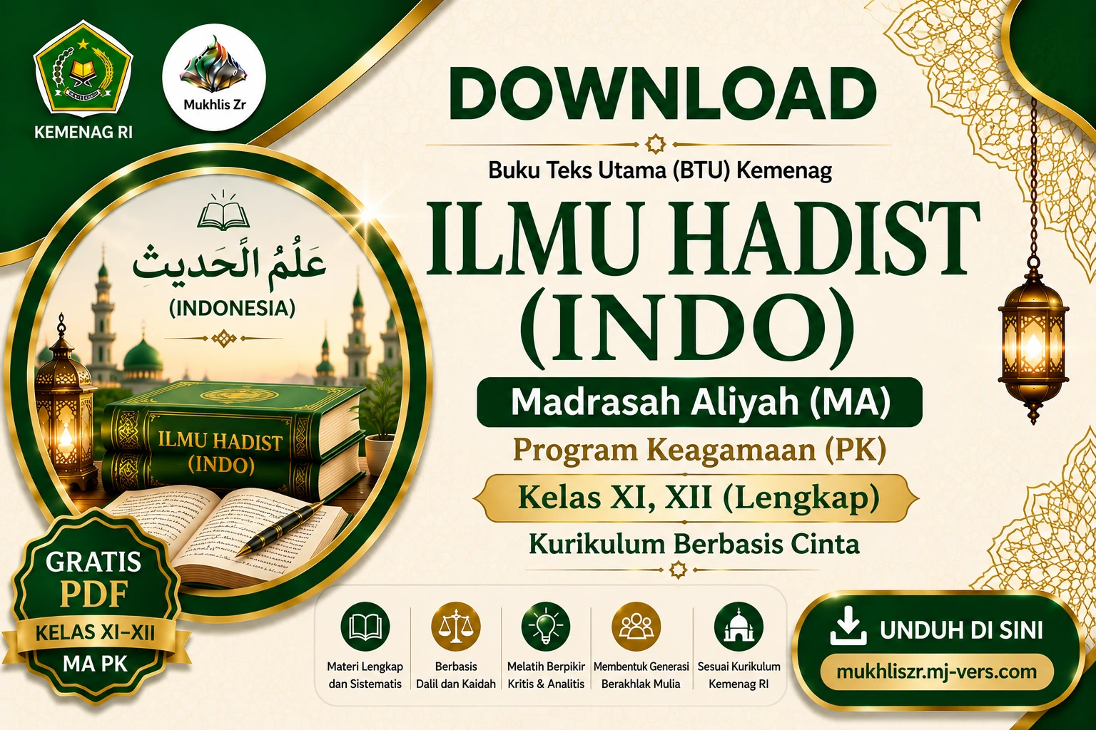 Download Buku Teks Utama (BTU) Ilmu Hadist (Indo) Lengkap MA Program Keagamaan (PK) Kurikulum Berbasis Cinta