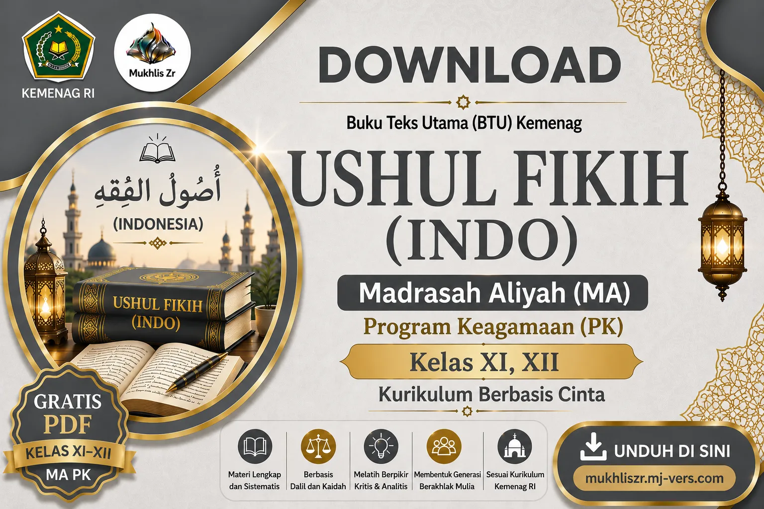 Download Buku Teks Utama (BTU) Ushul Fikih (Indonesia) Lengkap MA Program Keagamaan (PK) Kurikulum Berbasis Cinta